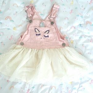Pink and Cream Kids Overall Skirt